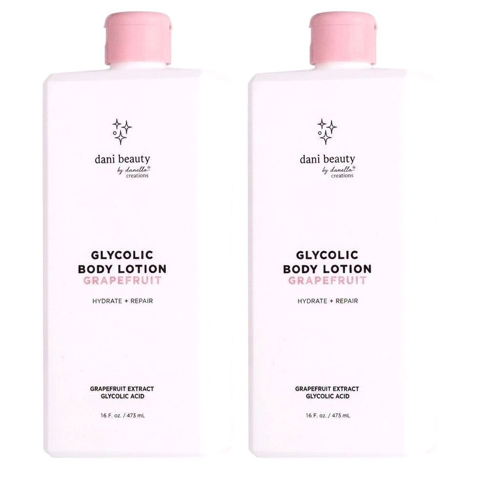 2X Dani beauty Glycolic Body Lotion GrapeFruit Hydrate & Repair 16 Oz Set Of Two